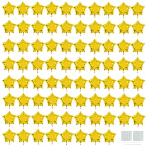 TONIFUL 50Pcs Stars Balloons 5 Inch Gold Star Shape Foil Balloon Star Mylar Balloons for Birthday Wedding Baby Shower Anniversary Engagement Party Decorations Supplies