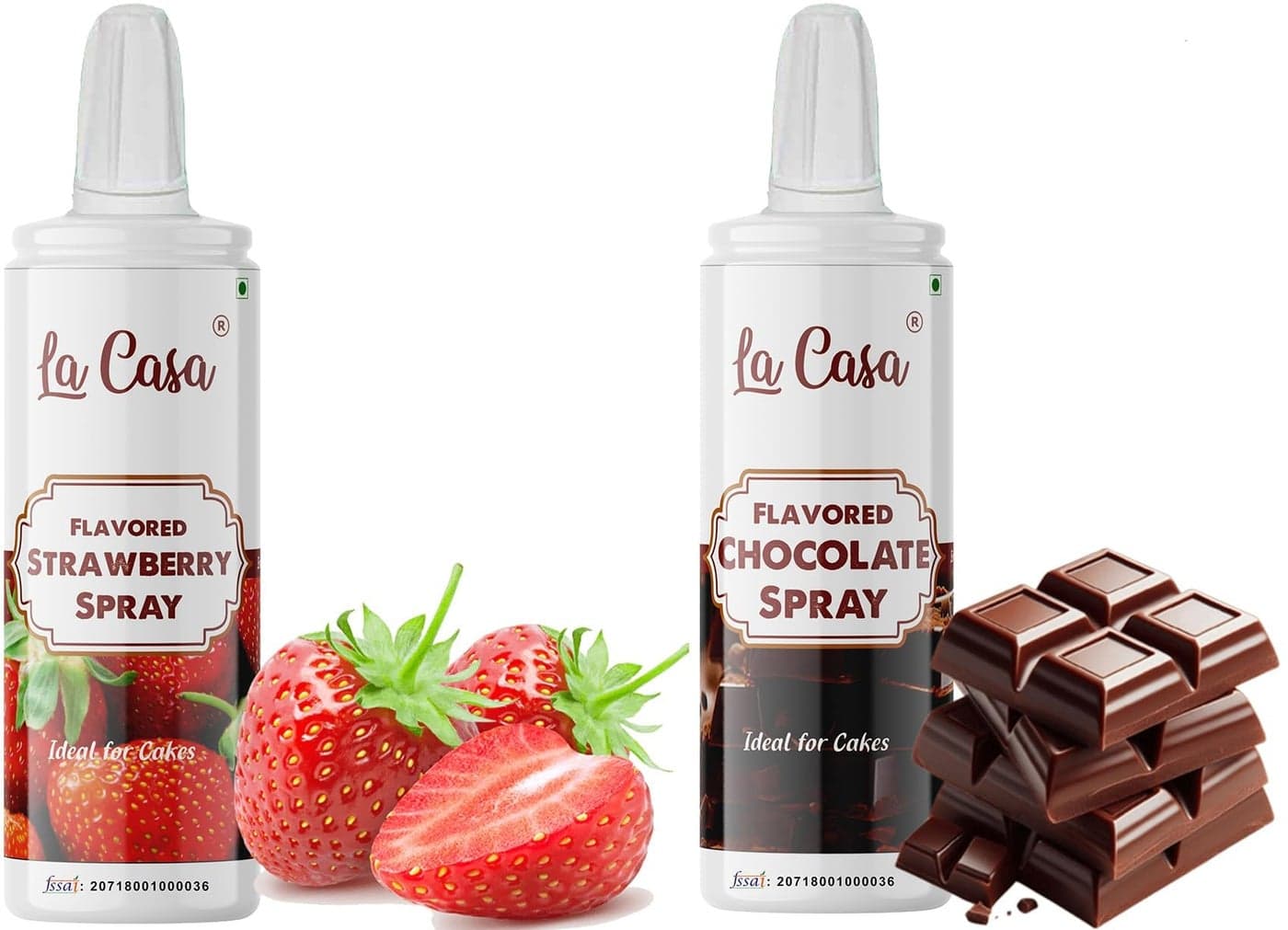 La Casa Flavored Puff Spray - Strawberry+Belgian Chocolate | Edible Flavored Phus Phus Ideal for Cake Decoration & Garnishing | 2x100g |