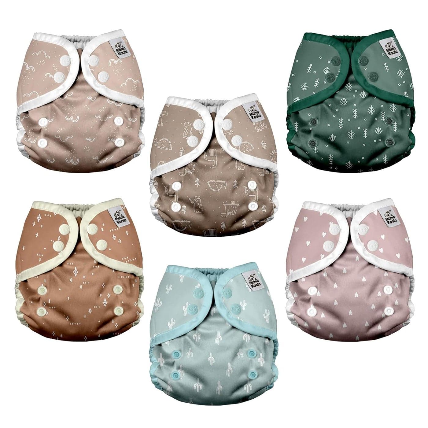 Mama Koala Reusable Adjustable Cloth Diaper Covers with Double Gusset for Girls and Boys Snap Closure Size S Simply Neautrals