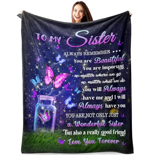 Atokker Sister Birthday Gifts Cozy Blanket 50x60 Perfect Present for Sisters Best Ever Gift for Women Ideal Soul Sisters Surprise Unique Birthday Idea from Sister