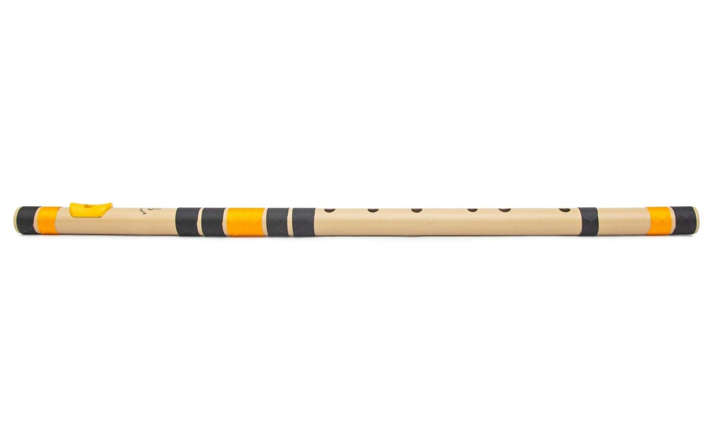 Radhe Flutes | G Natural Left Handed Base Bansuri | Black & Orange| Tuned With Tanpura A=440Hz | PVC Flute + Hindi & English Flute Lessons