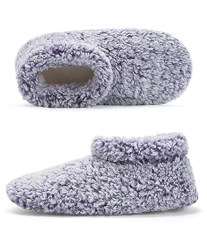 Cozylook Fuzzy Slippers for Women Indoor Soft Sole Slipper Socks with Non Slip Grippers Warm Fluffy Size 9-10