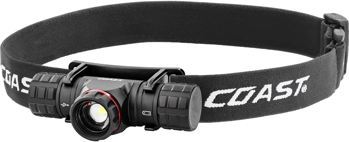 Coast XPH25R 410 Lumen USB RECHARGEABLEDUAL POWER LED Headlamp with PURE BEAM TWIST FOCUS and Magnetic Base