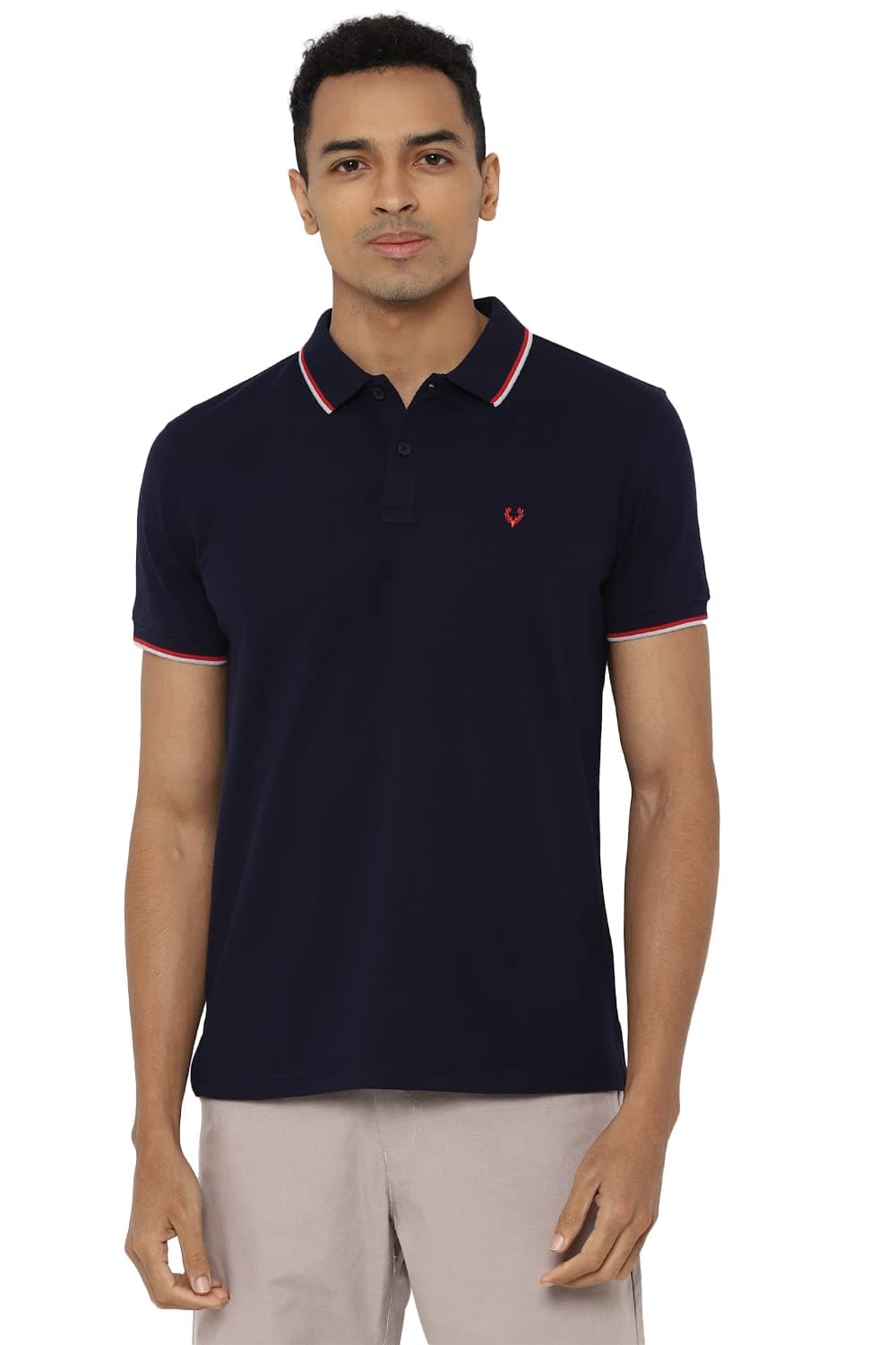 Allen Solly Men's Regular fit Solid Polo T-Shirt (ASKPQRGFW82524_Navy_M)