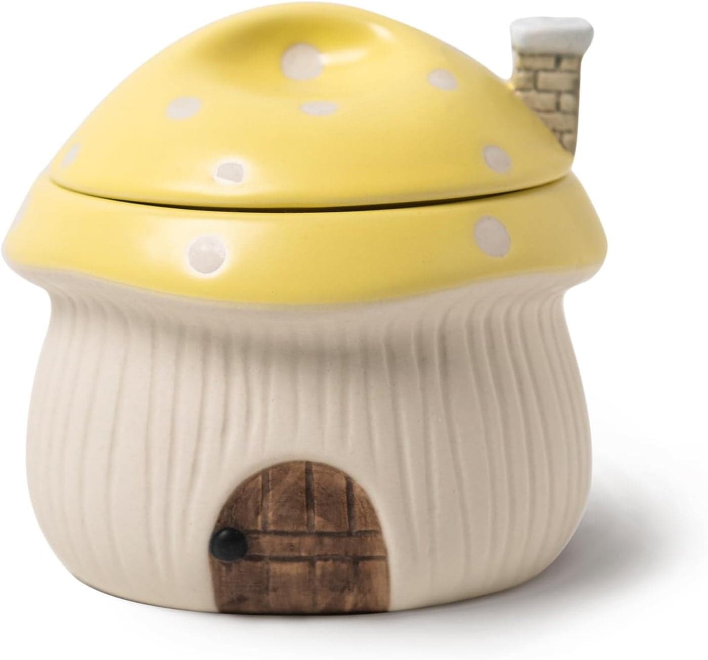 French Onion Soup Bowl with Lid Ramekin Funny Mushroom House Style Novelty Bowl Lava Cakes Creme Brulee Egg cooker With heat dissipation vents 13 oz Yellow