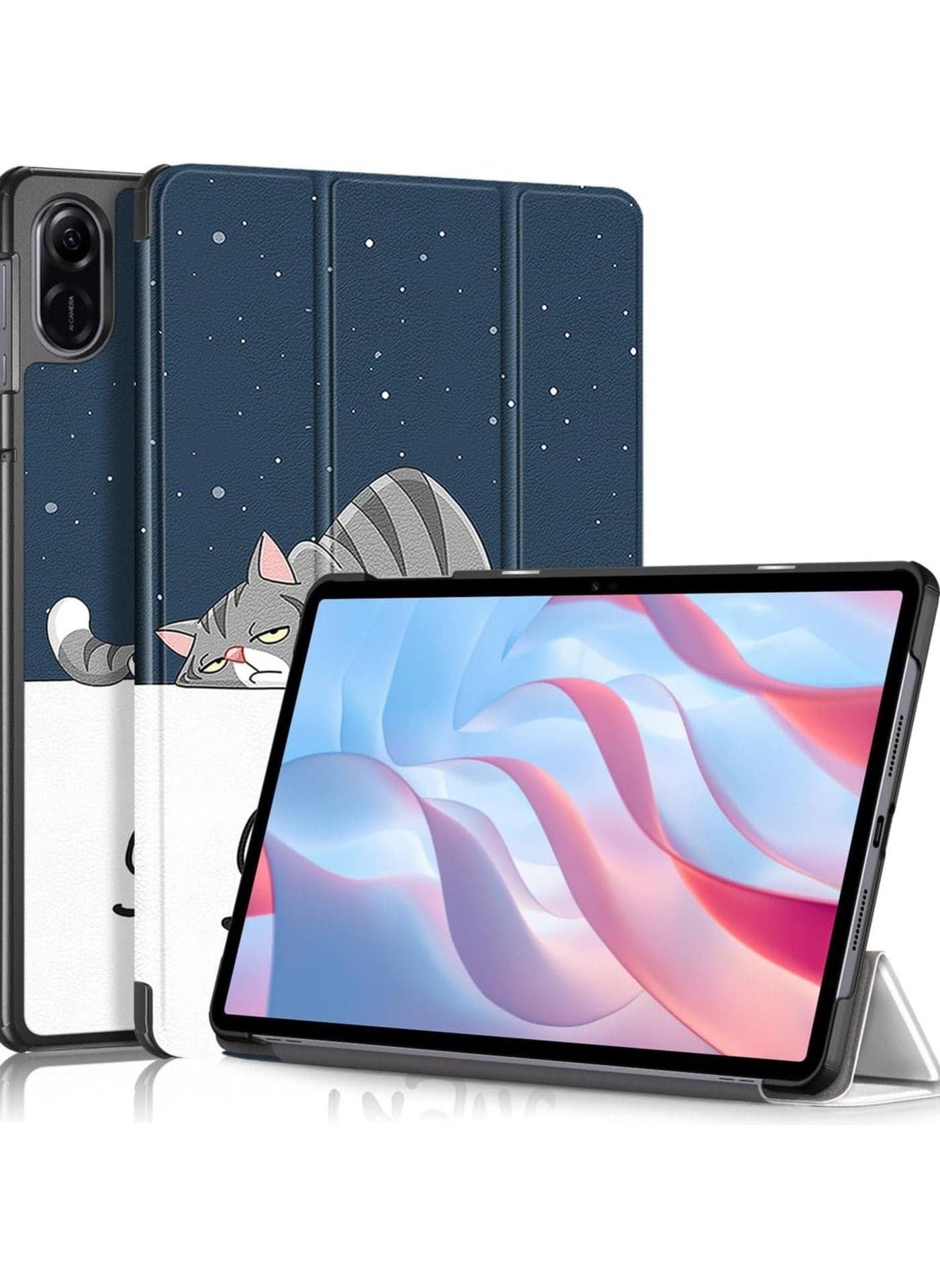 Case Compatible with Huawei Honor Pad X9 11.5” 2023, PU Slim Cover, with Auto Sleep/Wake Up Hard Trifold Stand Cover Case for Honor Pad X9 (Cat)