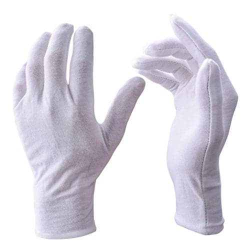 Zealor 12 Pairs White Cotton Gloves Soft Cloth Dust Hand Gloves Work for Men Women Art Crafting Handling, Eczema, BBQ, Coin Jewelry Watch Inspection, Dry Hands Sleeping, Archival, X-Large
