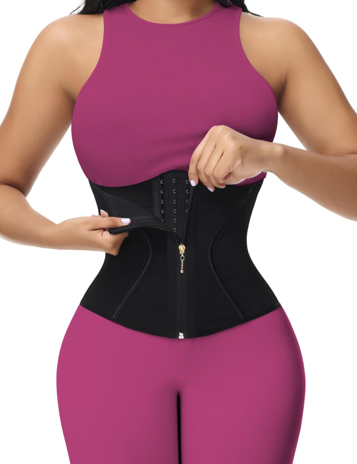 SHAPSHE Short Torso Waist Trainer for Women Corset Waist Cincher Shapewear Tummy Control Workout Snatching Hourglass Body Shaper Mini Small Black