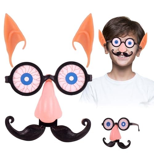Toyshine Funny Eyes Glasses with Nose Mustache & Ears Funny Face Fancy Dress Accessories Halloween Birthday Party Decoration For Boys Girls