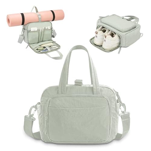 Geelraqaly mini gym bag for women travel duffel bag with wet pockets and Shoe CompartmentLightweight carry on weekender duffel water resistantfor sportsyogadancegreen