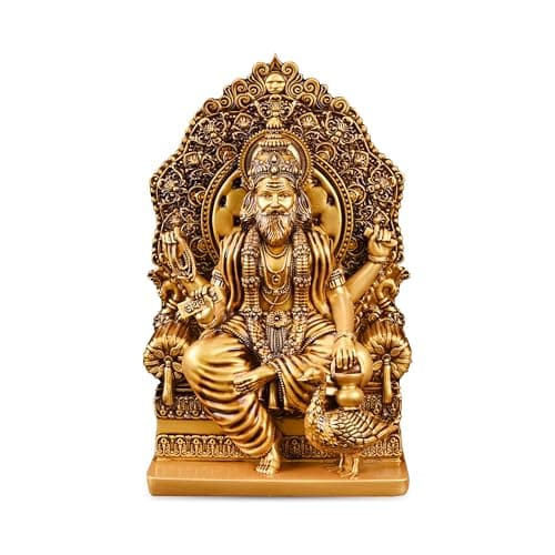 Artarium Resin Lord Vishwakarma Idol Brahma Ji Murti Bhagwan Vishwakarma Murti for Car Dashboard and Home Decor (Vishwakarma Ji 4 Inch)