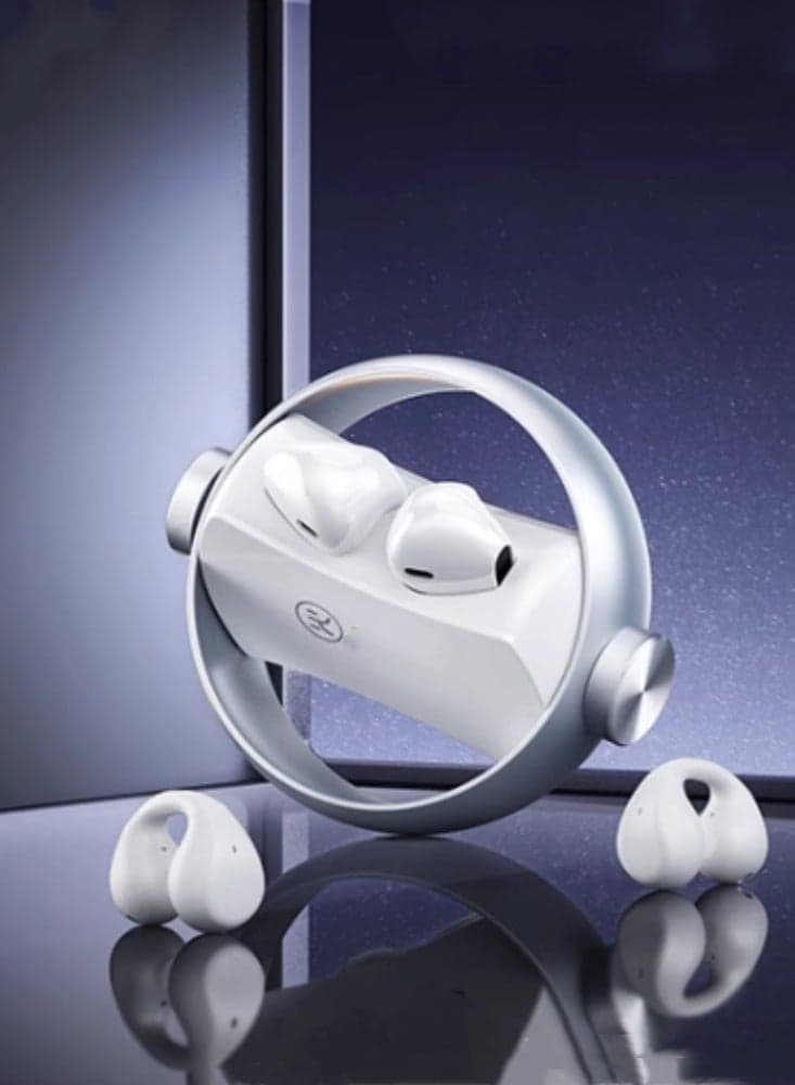 Bluetooth Earphones With Ear Clips, in Ear Sports, Wireless, Open Design,Aurora White