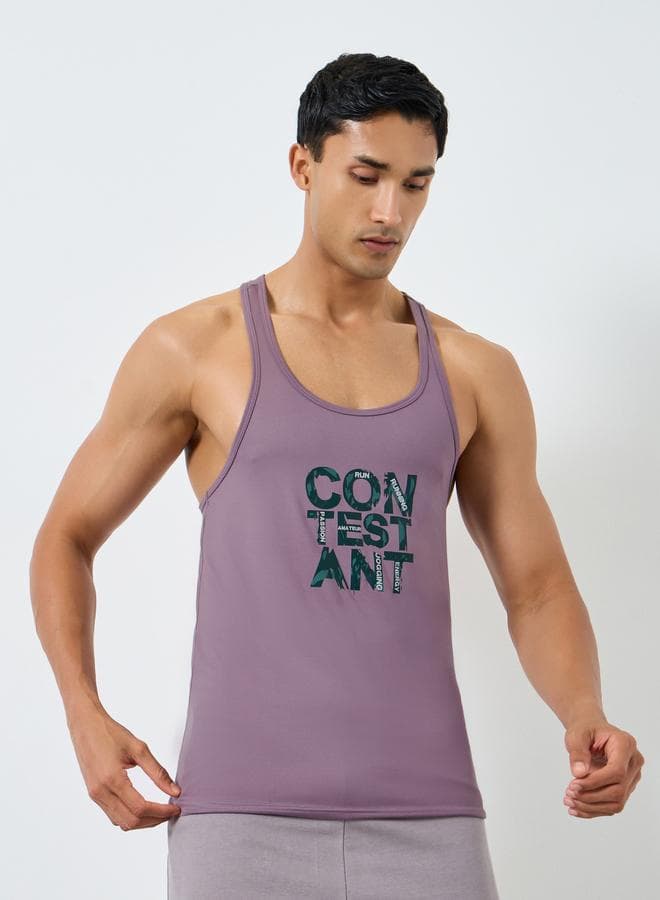 Men Purple Graphic Print Training Tank