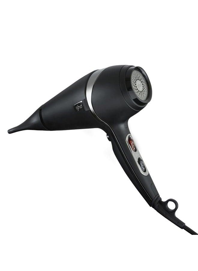 Air Hair Dryer — 1600w Professional Blow Dryer, Salon Strength Motor, Concentrator Nozzle, Adjustable Temperature Setting, and Ionic Technology for Super-Fast Drying — Black
