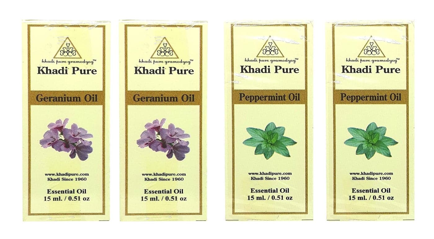 Khadi Pure Geranium & Peppermint Essential Oil, 15 Ml (Pack Of 4)