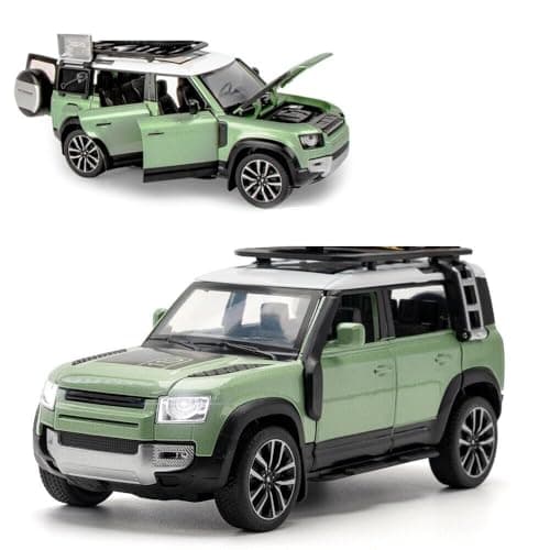LONGMIRE Range Rover Defender 110 1:32 Scale Model Car Exclusive Alloy Metal Pull Back Die-cast Car Metal Pullback Toy car with Openable Doors & Light Music Best Gifts Toys Kids【Colors as Per Stock】