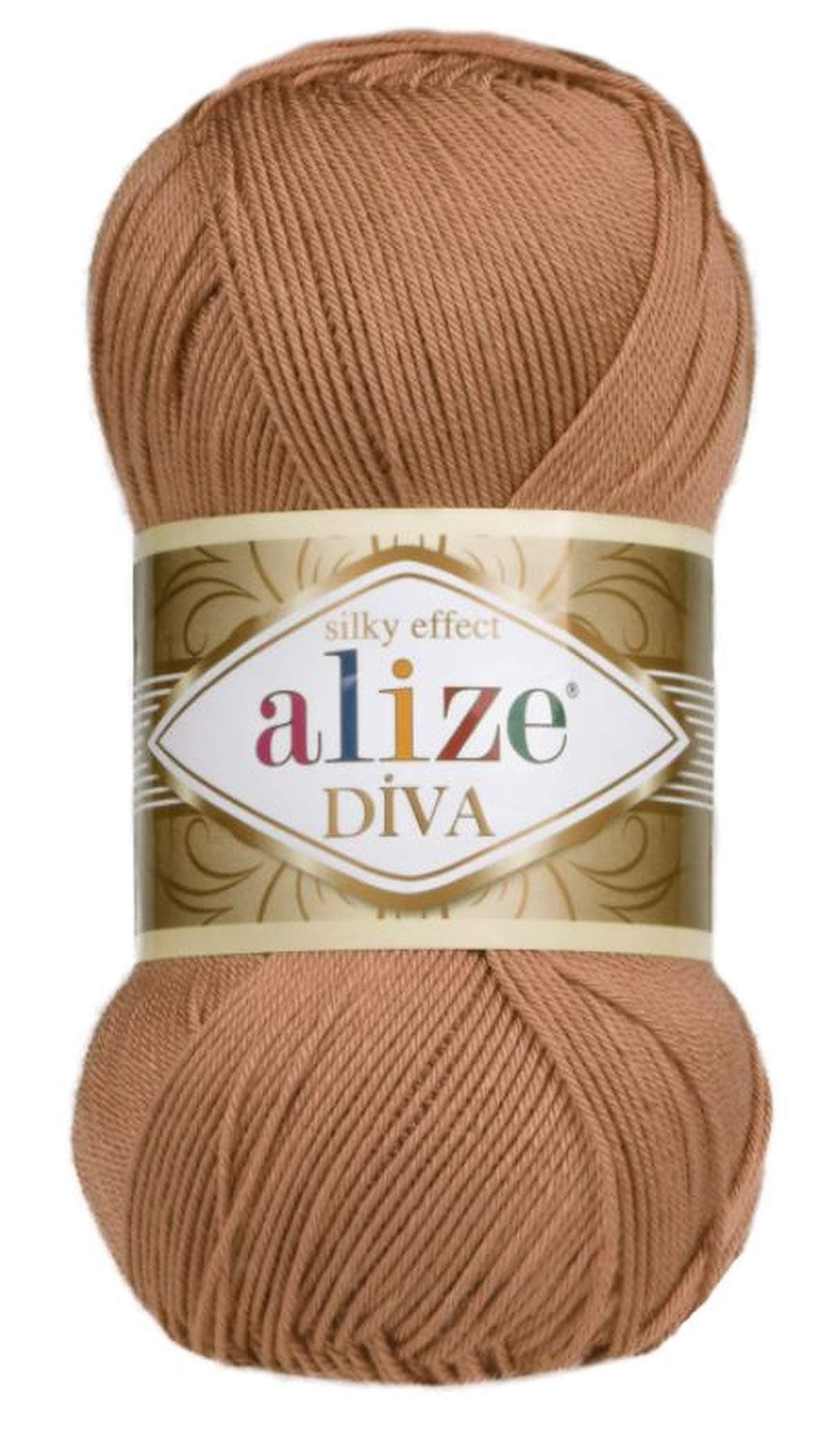 Alize Diva Silk Effect 100 Microfiber Acrylic Yarn 1 BallSkein 100gr 383yds Color 261 Red Brown