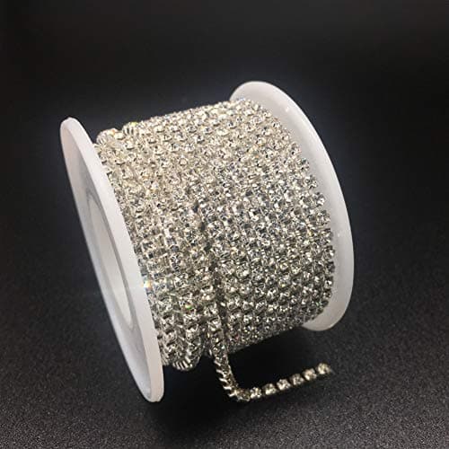 Dowarm 1 Roll 10 Yards Rhinestone Chain Crystal Rhinestones Close Chain Sew on Crystal Rhinstone Chain Trim Crystal Claw Cup Chain Roll Crystal SS6 2MM