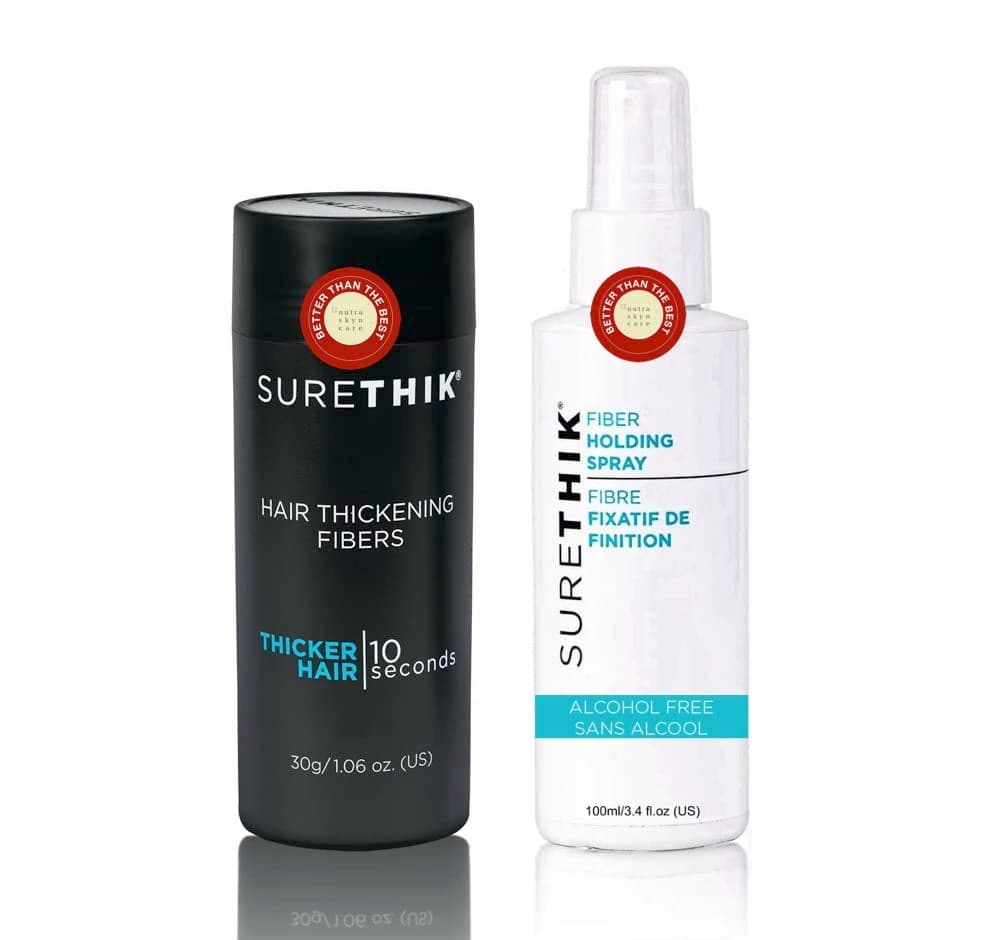 SureThik Hair Thickening Fibers 30g and Fiber Holding Spray 100ml Dark Brown