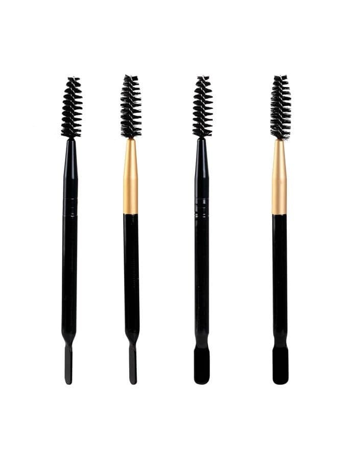 Brow Gel Spatula and Spoolie Brush,Eyebrow Applicator Brush with Spatula,Double-Headed Eyelashes Curler Volume Tool,4PCS