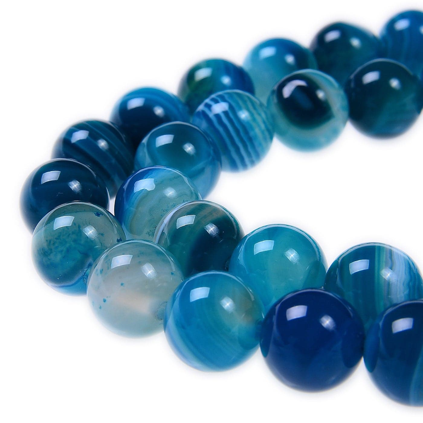 PLTbeads Smooth Round Shape Natural Gemstone Loose Beads for 1 Strand per Bag Approxi 155 inch 4850pcsJewelry Making 8mm Blue Stripe Agate
