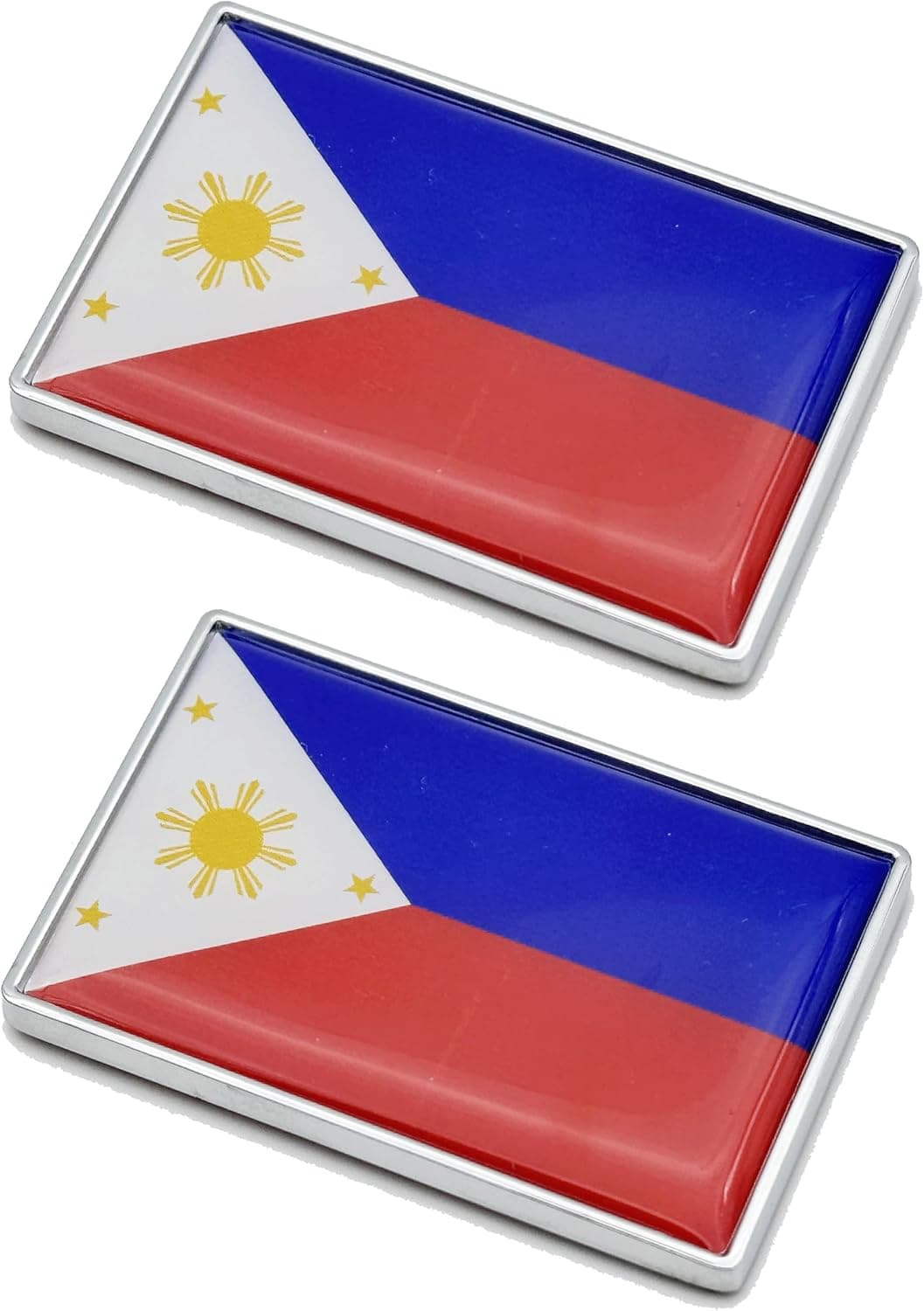 LLBFHH 2 Pcs Philippines Flag Car Stickers Chrome Decals - 2.3 x 1.6 Inch Metal Truck Stickers