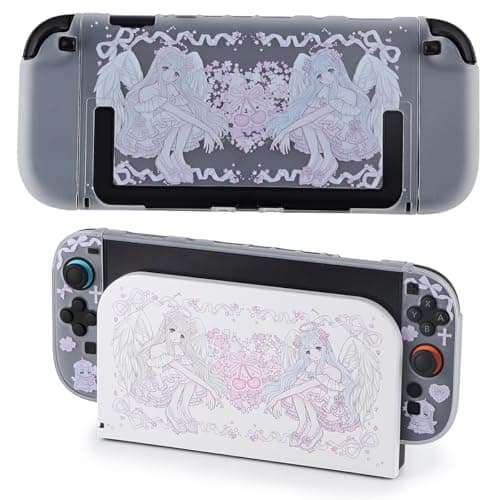 Protective Case for Switch 2 Dock Case and Cover Skin for Nintendo Switch 2 Console Joycon Controller Sakura Agnel Hard PC Slim Dockable Shell Pink Kawaii Gaming Protector Accessories