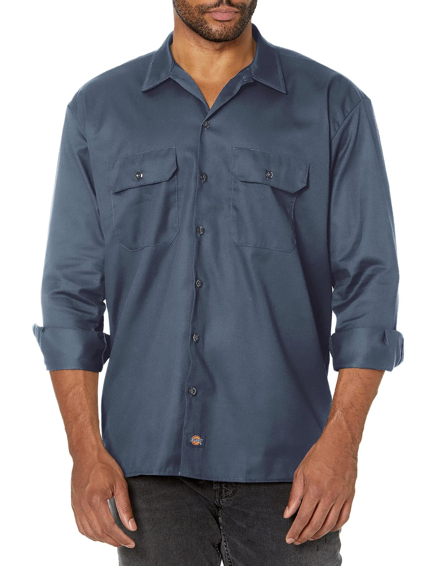 Dickies Mens Long Sleeve Work Shirt Air Force Blue Medium
