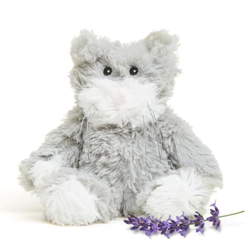 warmies Junior Microwavable & Weighted Stuffed Animals, Cat - Heated Stuffed Animal Plushie for Warmth & Comfort - Cute Soft Plush Toys for Adults & Children (Boys, Girls, Babies & Toddlers)