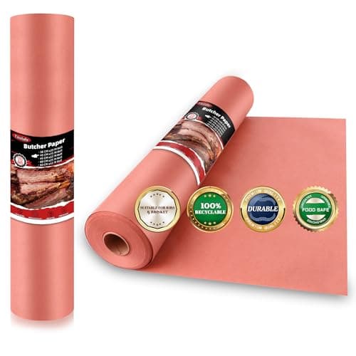 Tikxlafe Pink Butcher Paper Roll for Smoking Meat - 18 inch x 50 Feet - Food Grade BBQ Paper - Unbleached, Unwaxed, Uncoated