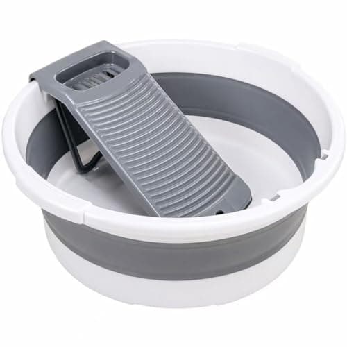 Fold Washboard Basin for Hand Washing ClothesNonSlip Washtub with Integrated Washboard for Hand Wash Laundry Household Grey