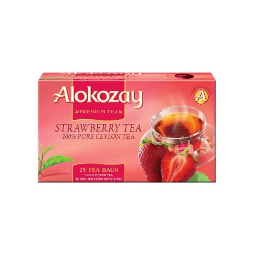 Alokozay Strawberry Flavor Premium Black Tea In Individually Foil Wrapped Bags- 25 Tea Bags