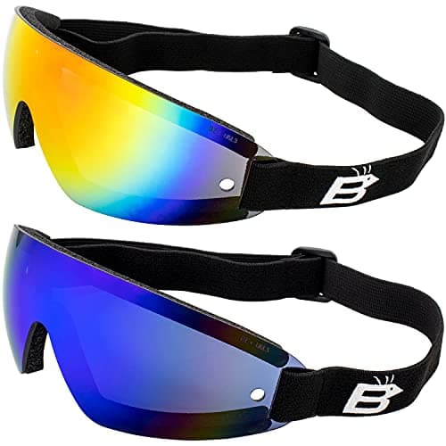 Birdz Eyewear Wing Skydiving Parasailing Goggles 2 Pairs with One Piece ReflecTech Red Mirror Lens Blue Mirror Lens