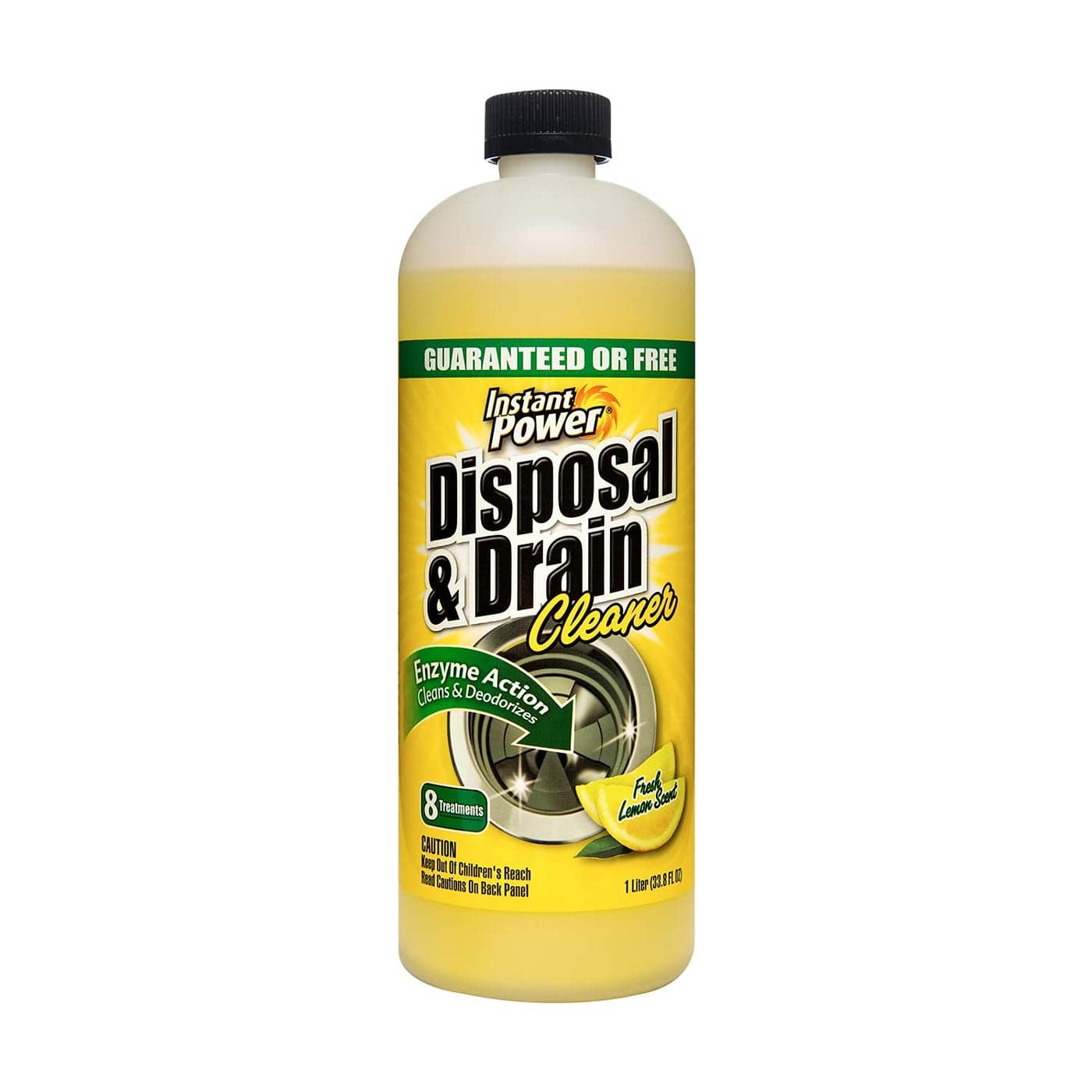 Instant Power Disposal and Drain Cleaner – Liquid Enzyme Clog Remover, Cleans and Deodorizes, Removes Drain Blockages, Fresh Lemon Scent, 33.8 Fl oz, 1 Liter