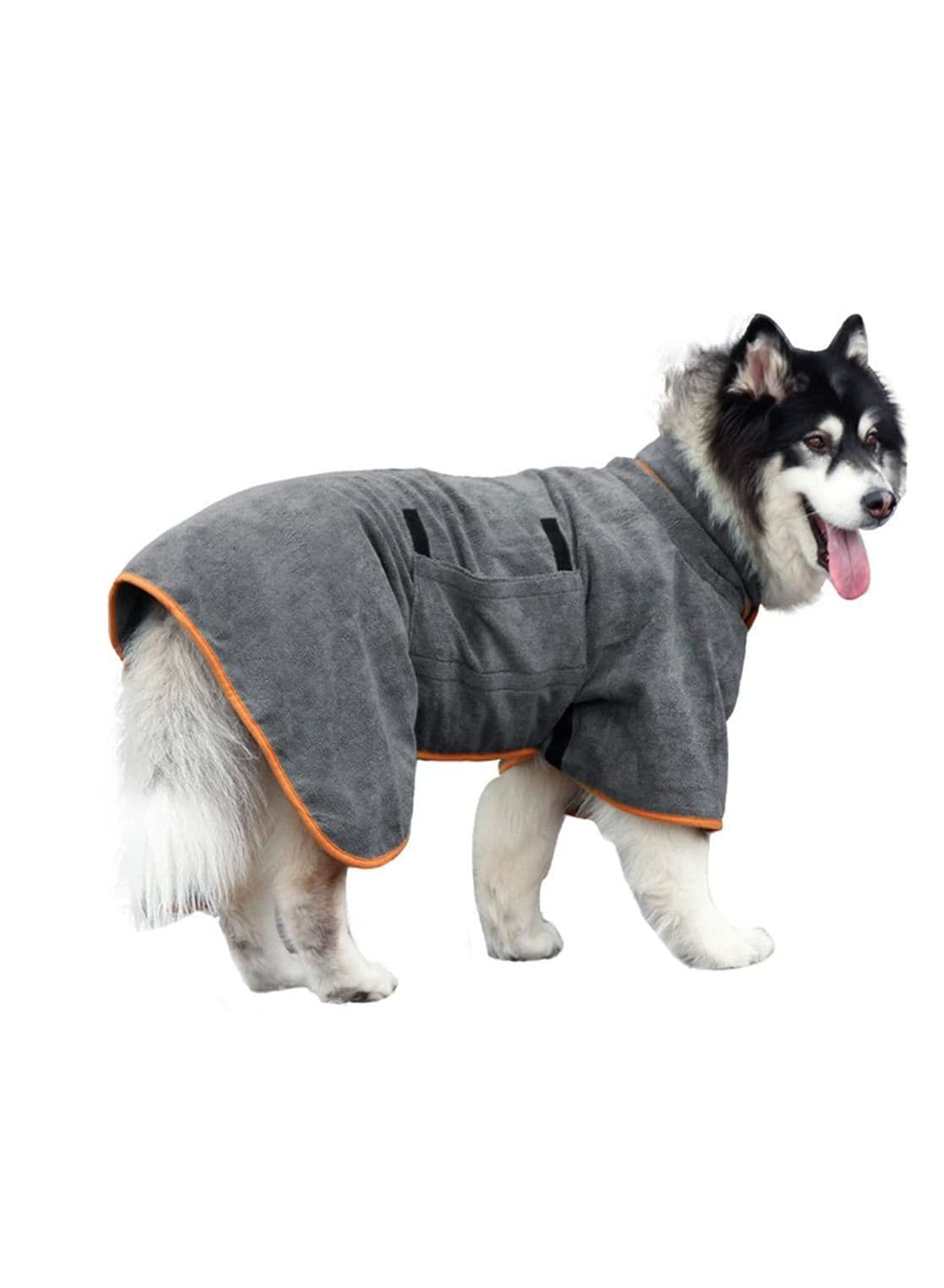 Dog Drying Coat Bathrobe Towel Microfibre Material Fast Drying Super Absorbent Dog Bath Robe Pet Quick Drying Moisture Absorbing with Adjustable Collar and Waist (Grey M)