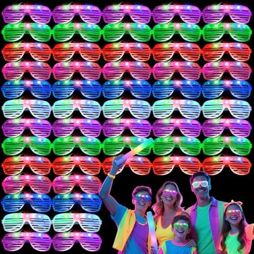 42 PCs LED GlassesLight Up GlassesGlow Glasses Glow In The Dark Party Supplies Suitable For KidsAdults 3 Light up Modes 6 Neon Colors Rave PartyWedding Birthday Concert New Year Carnival