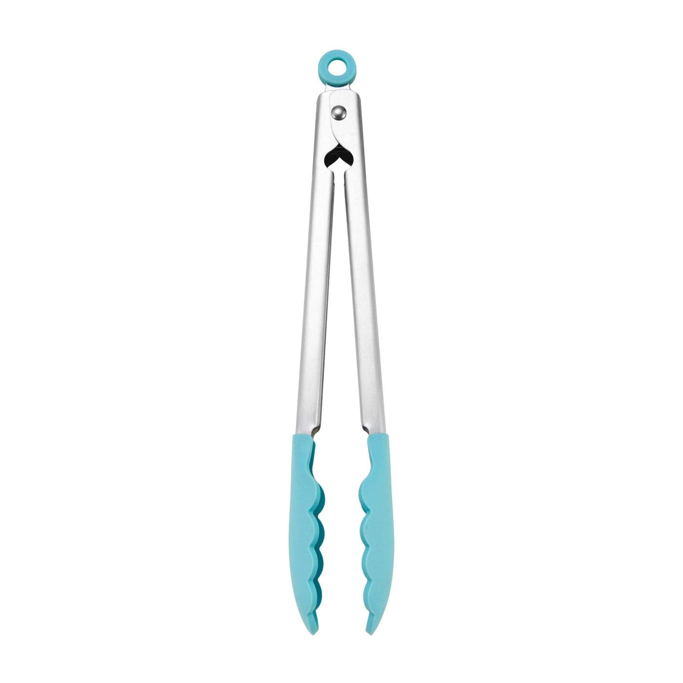KitchenAid Silicone Tipped Stainless Steel Tongs 12 Inch Aqua Sky