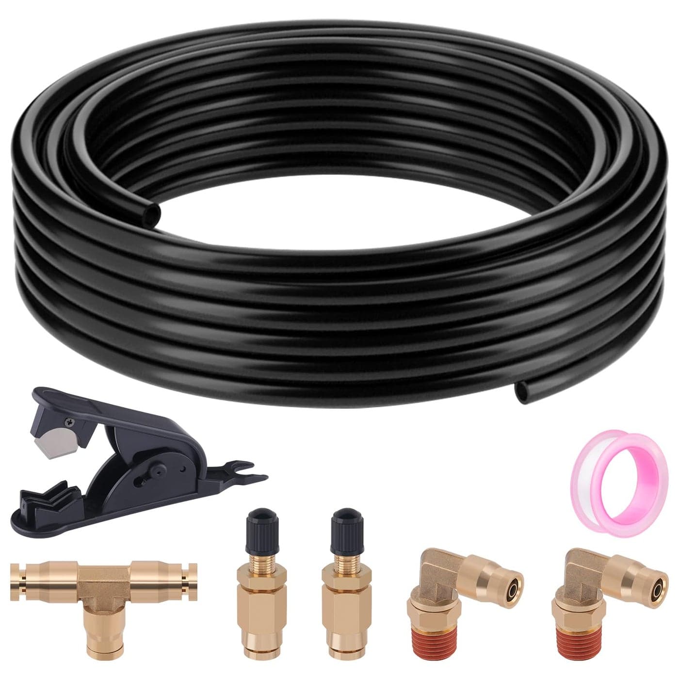 14 Air Line Service Kit for Air Bags Suspension Kit with Brass DOT Air Brake Fittings14 DOT Air Fittings 30 FT 91M 14 DOT Air Line PA Hose for Air Shock Line Kit Replacement Components