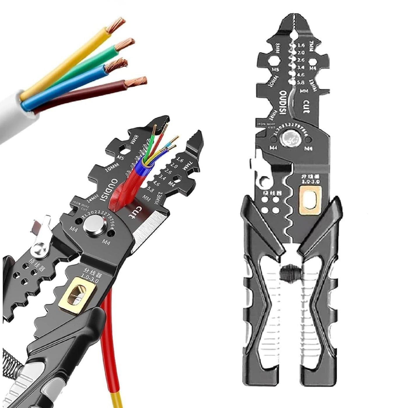 Obedient 25in1 Multifunction Wire Strippers Electeical 8 inch Crimping Tool Professional Pliers Tools and Cable Stripper for Cutting Shearing Stainless Steel Puller 6 In 1 Looping Splitting
