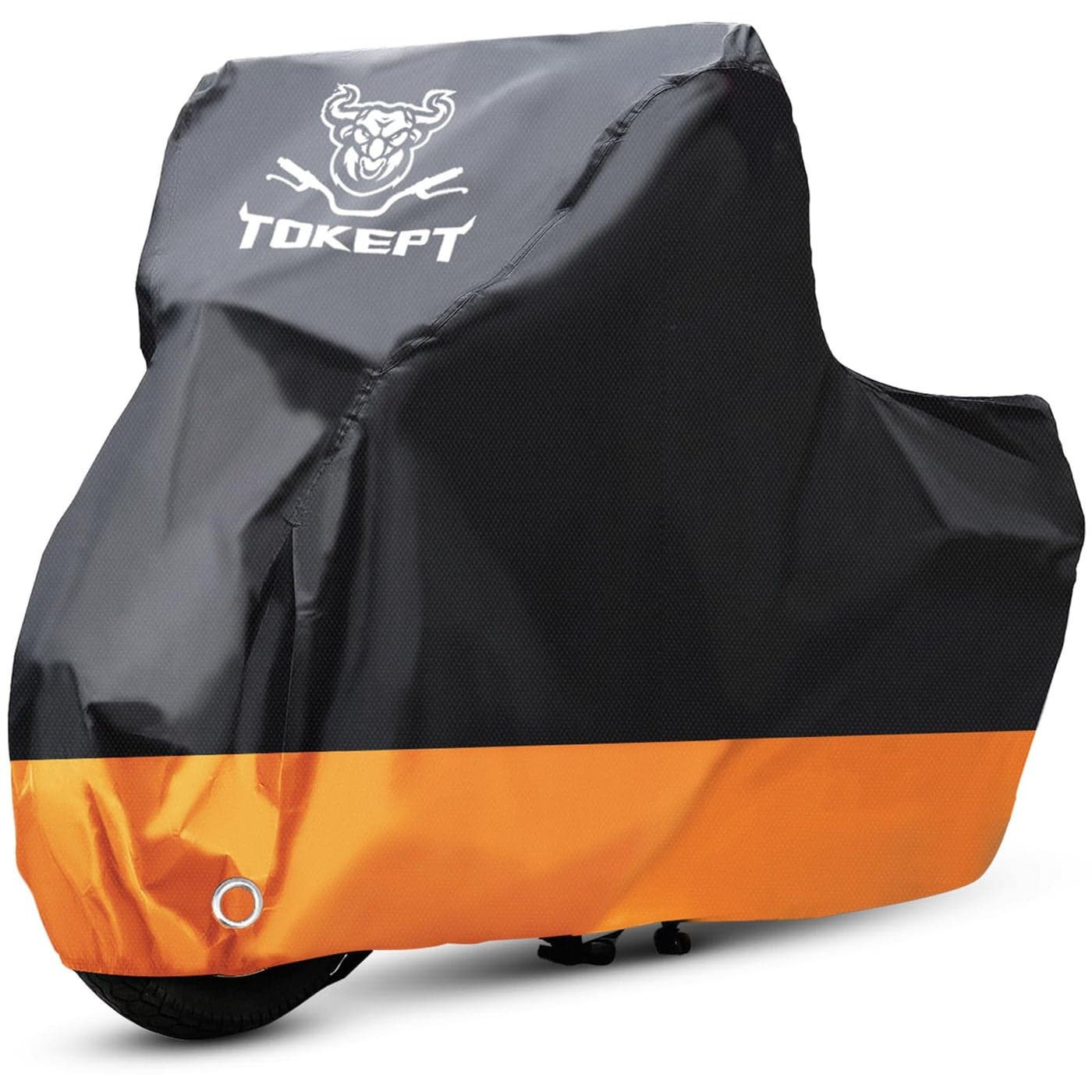 Tokept Motorcycle Cover AllSeason Waterproof Outdoor Sun Protection Fit up to 116 Inch HarleyDavidson Honda Suzuki Kawasaki Yamaha XXXL BlackOrange