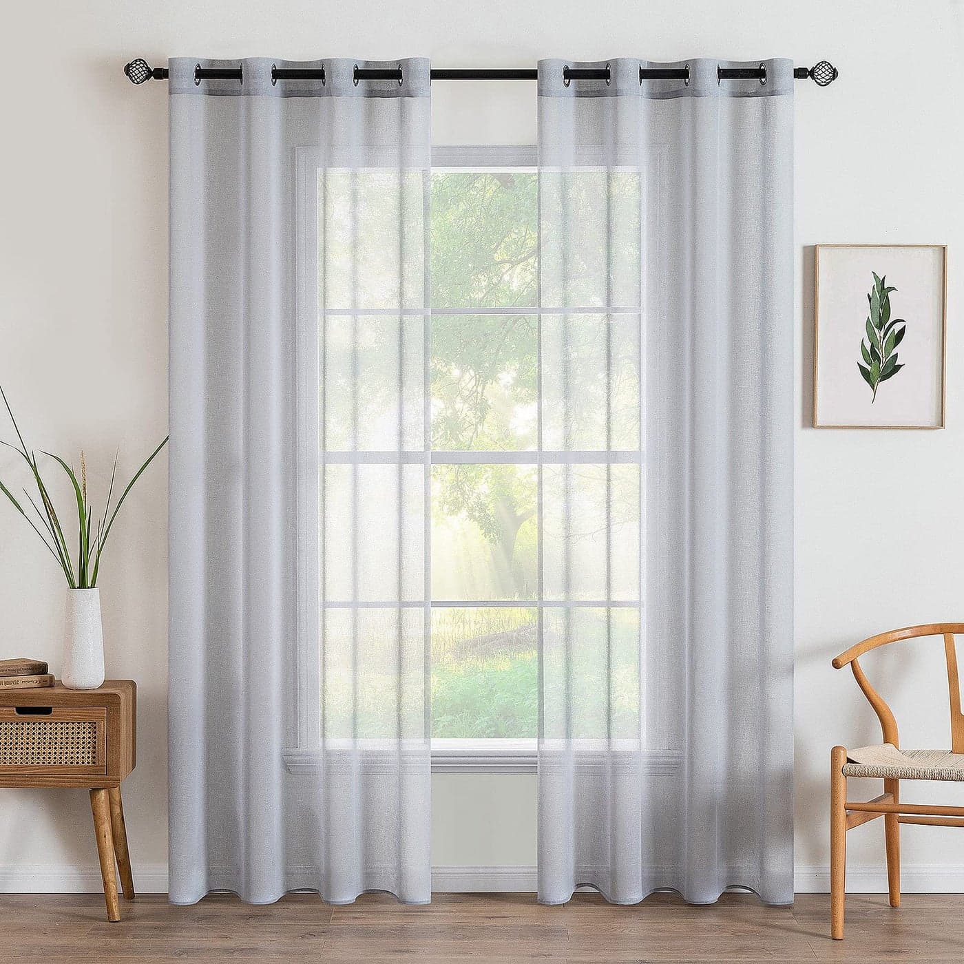MIULEE 2 Panels Sheer Window Curtains Elegant Window Voile PanelsDrapesTreatment for Bedroom Living Room 55 Wx96 L Grommet Top Grey