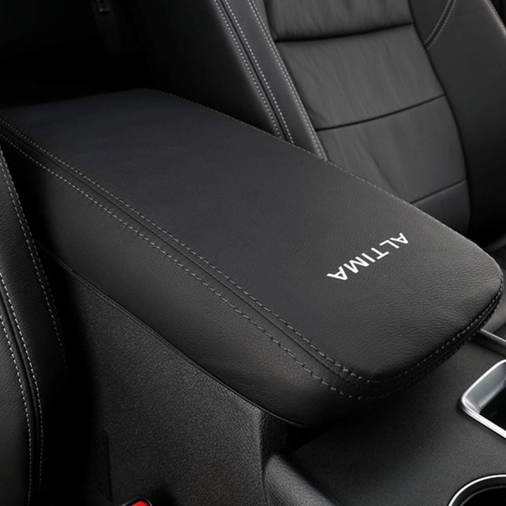 XITER Car Armrest Cover Saver 1 Pc Center Console Leather Pad Fit for Nissan Altima 20192025 Central Console Armrest Box Protector Interior Accessories Black Stitches
