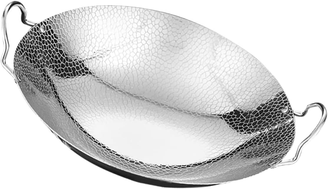 BHAJANSHREE Stainless Steel Sandwich Bottom Heavy Guage Kadhai Cookware Kitchen Cooking Utensil Steel Kadhai1500 ML with Handle Finish Curved Faster Hammered Tone Design Ideal for Daily Use Silver