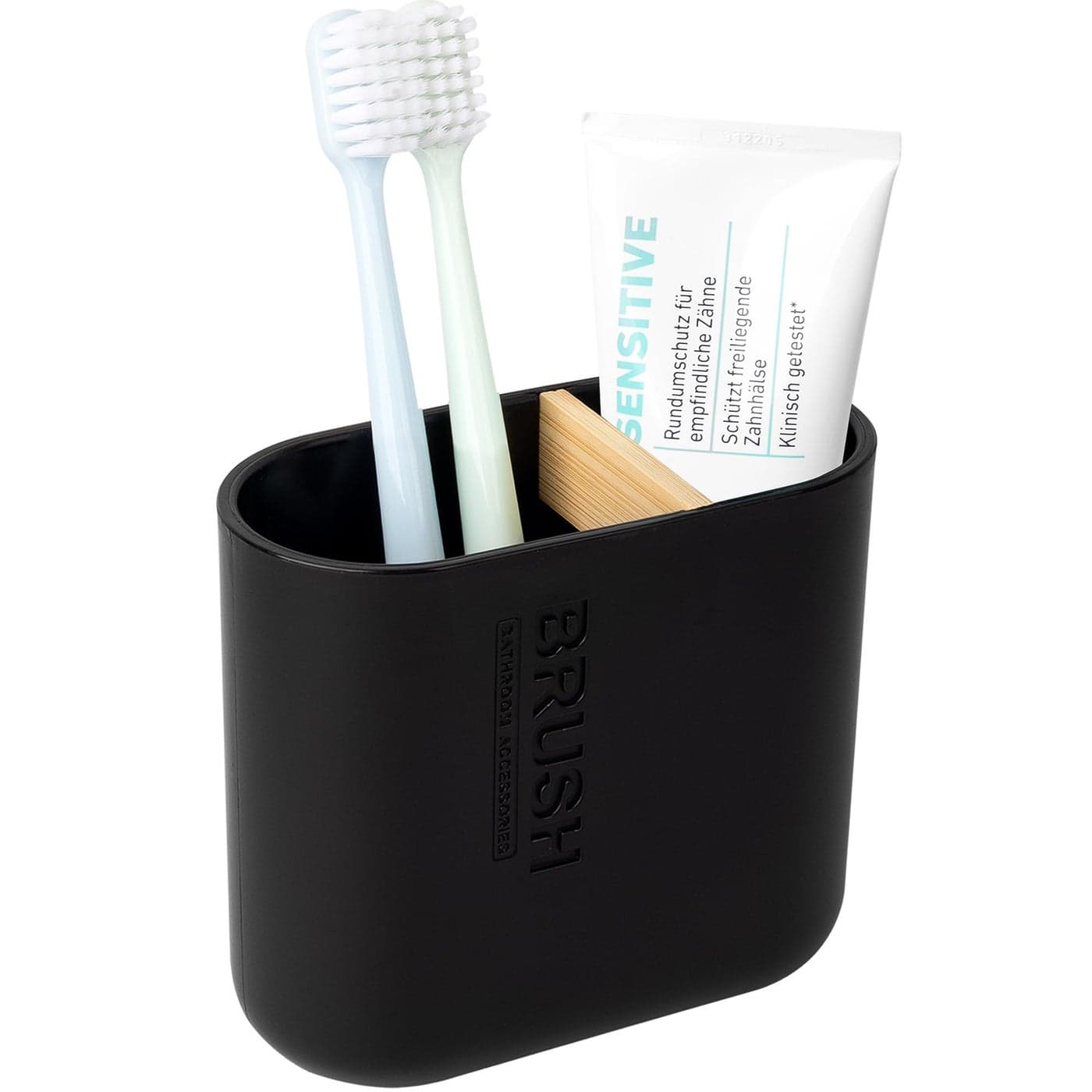 Toothbrush Holders Bamboo Electric Toothbrush Holder Bathroom Storage Organizer Countertop for Toothpaste Floss Razor Black