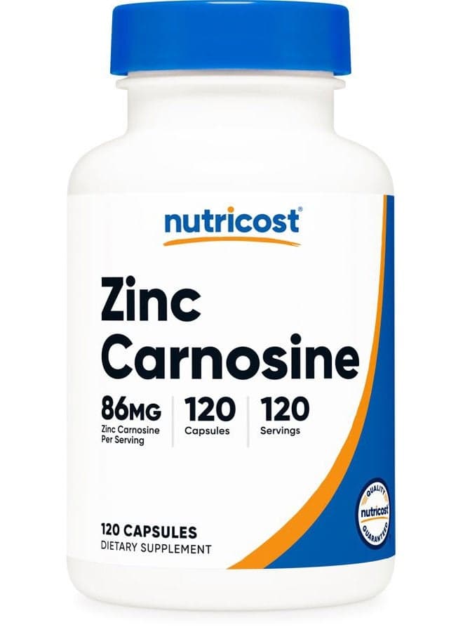 Zinc Carnosine 86mg, 120 Capsules - Non-GMO, Gluten Free, Zinc L-Carnosine Supplement