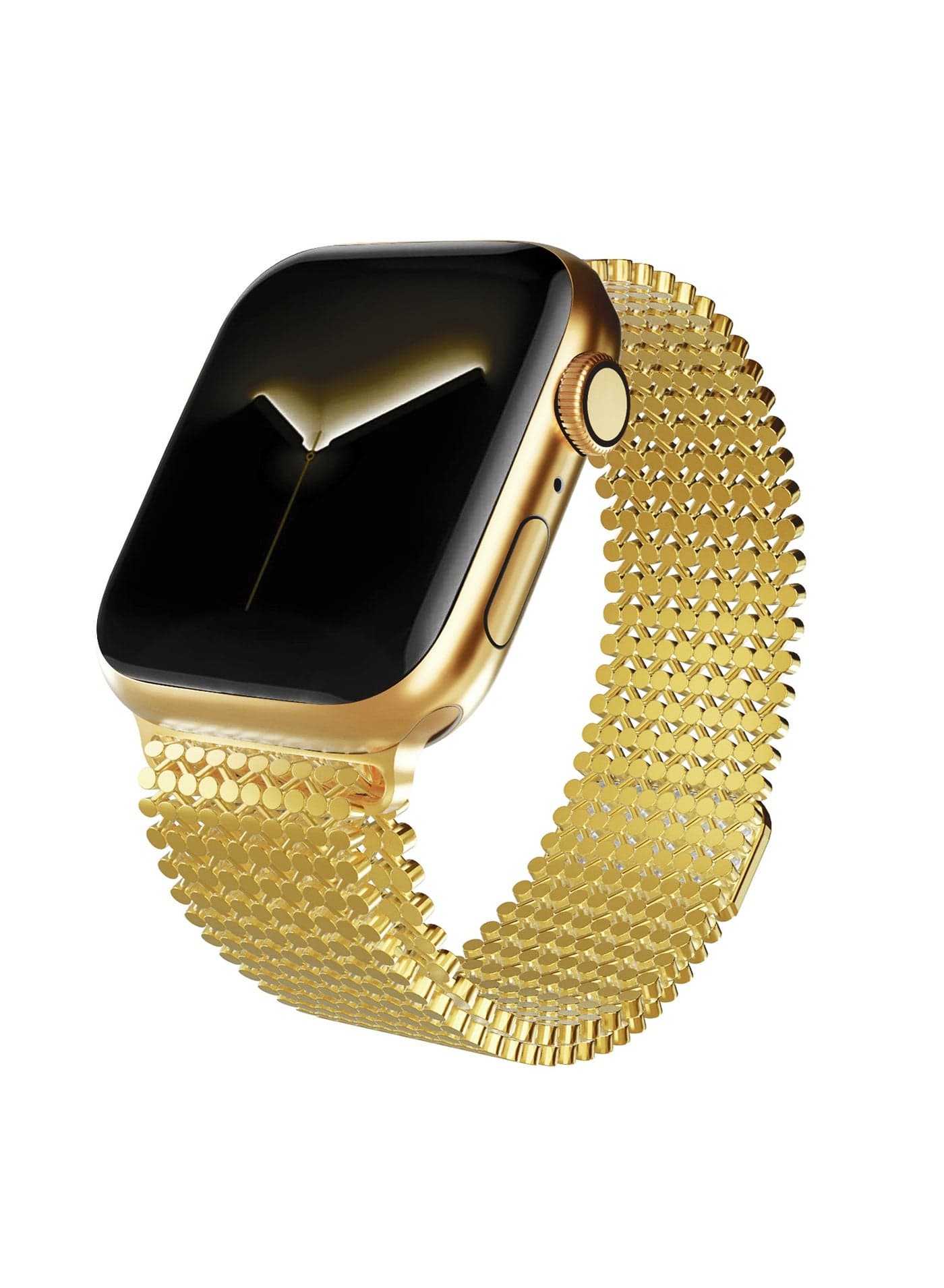 Magnetic Stainless Steel Band for Apple Watch 49mm 45mm 44mm 42mm, Women and Men Buckle-free Breathable Mesh Replacement Watch Strap for iWatch Ultra 2 Series 9 8 7 SE 6 5 4 3 2 1, Gold