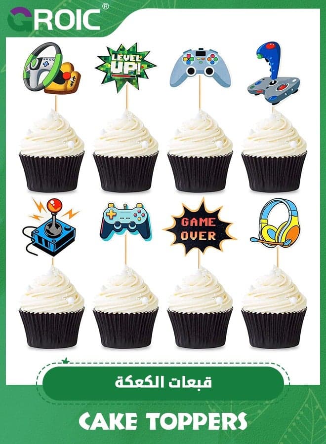 40 PCS Video Game Cupcake Toppers Assembled Game On Controllers Cupcake Picks GamePad Cake Decorations for Game Theme Party,Party Decorations Supplies