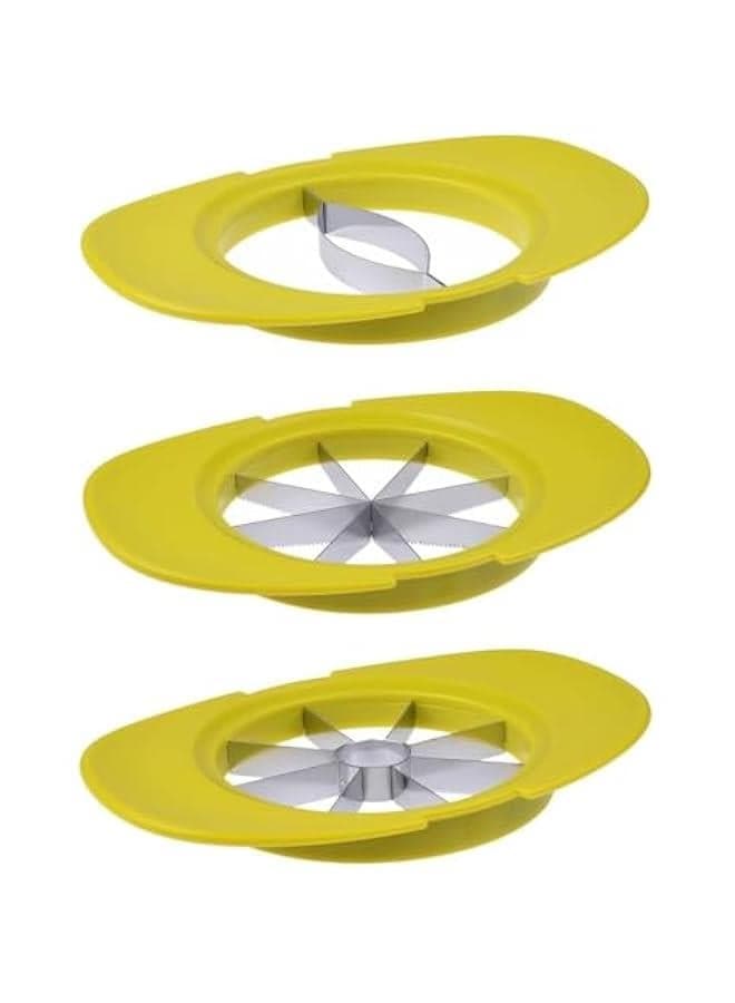 Apple/Tomato/Mango Cutters - Set of 3 - Sturdy Base keeps Fruit/Vegetable in Place - Also keeps Cutters Organized - Razor Sharp Stainless Steel Saw Blades - Quick - Easy