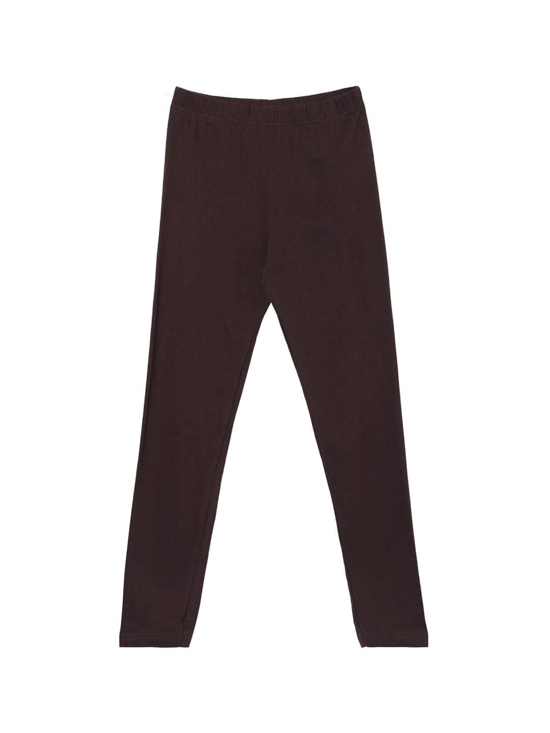 Max Girls Solid Leggings (Brown_10-12 Y)