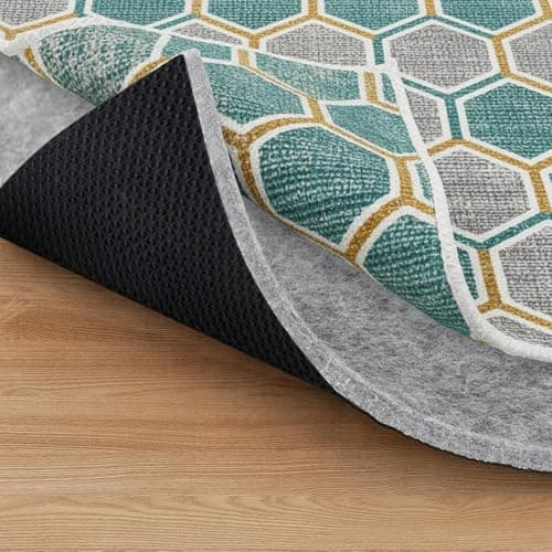 Non Slip Rug Pad 2x3 Feet, 4/25" Thick Felt Cushioned Rubber Rug Gripper Pad for Hardwood, Laminate, Stone, Tile, Wood, Vinyl Floors & Carpet, Anti Skid Under Area Rug Pads